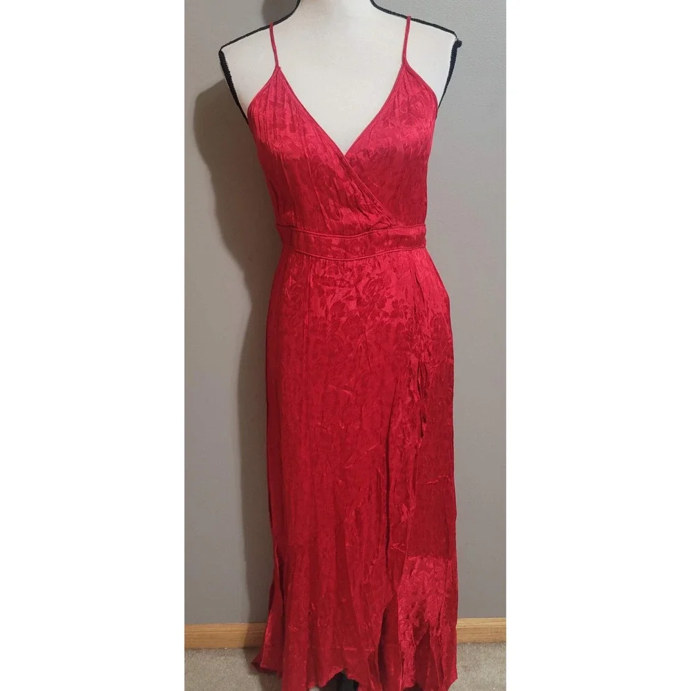 NWT Band of the Free Ruby Red Wrap Midi Dress - Picture 2 of 10